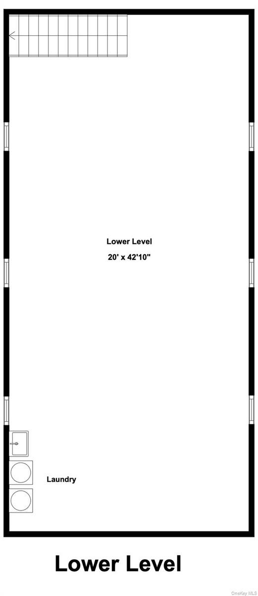 Full unfinished basement with laundry