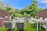 large terrace provides a backyard atmosphere