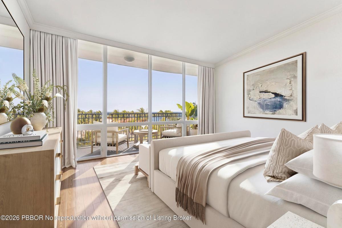 Virtually Staged ocean view primary bedroom