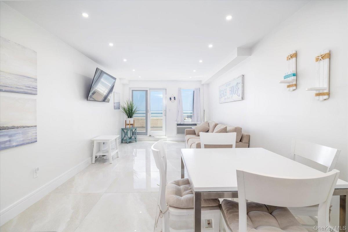 Dining area with recessed lighting