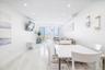 Dining area with recessed lighting
