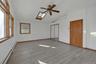 Primary bedroom with sky light and closet