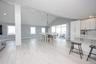Dining space featuring light wood-style floors, a chandelier, and recessed lighting