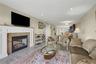 Living room with gas fireplace.