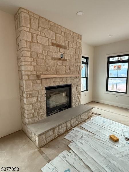 Floor to ceiling fireplace