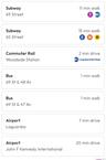Transportation Proximity. Listing available public transport and airport travel times from the property