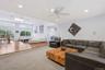 Vaulted ceiling with skylight and recessed lighting