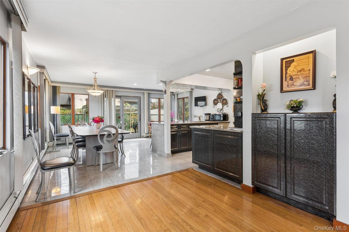 Kitchen featuring light wood-type flooring and pendant lighting