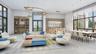 Community lobby with a high ceiling and recessed lighting