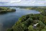 Drone / aerial view of Amawalk Reservoir, across the street from the house.  Reservoir views from house when the leaves fall.