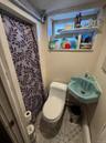 Full bath featuring a shower with shower curtain and vanity