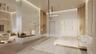 A private lower-level primary retreat anchored by a sculptural double-sided fireplace and bespoke wall paneling. The suite extends seamlessly to an ou