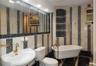 Pedestal sink, elegant tub and separate shower