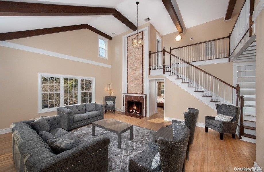 Two story Family Room with fireplace