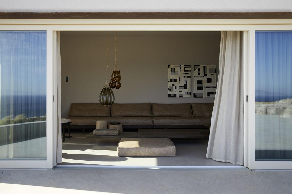 Sanctum Blanc Estate Villa for Rent in Mykonos - Living Room