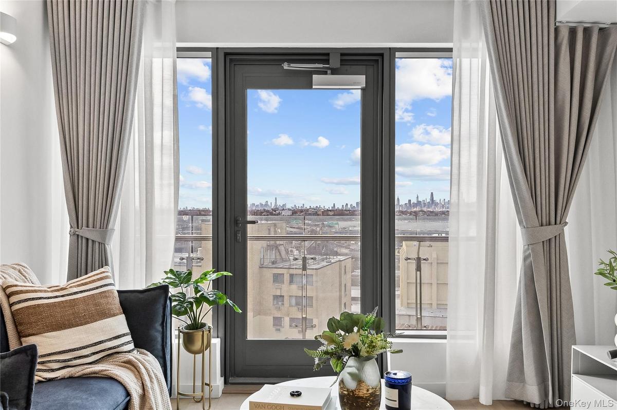 Sitting room with a city view