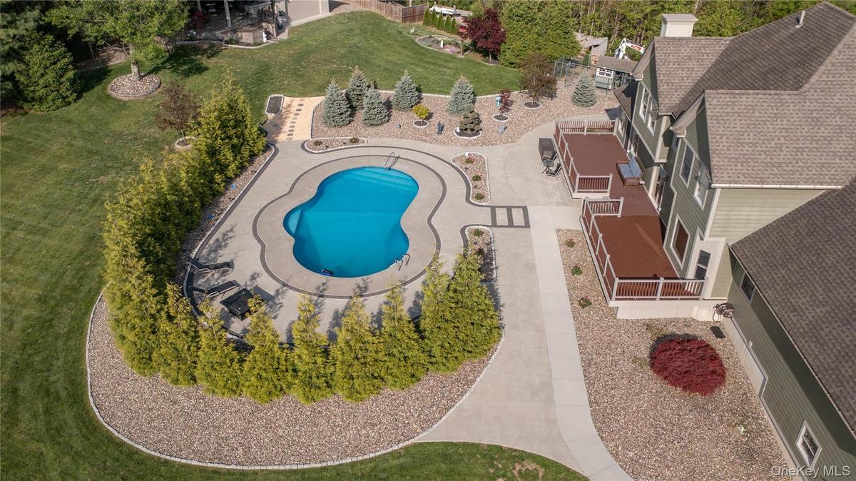 Bird's eye view of private pool complex.