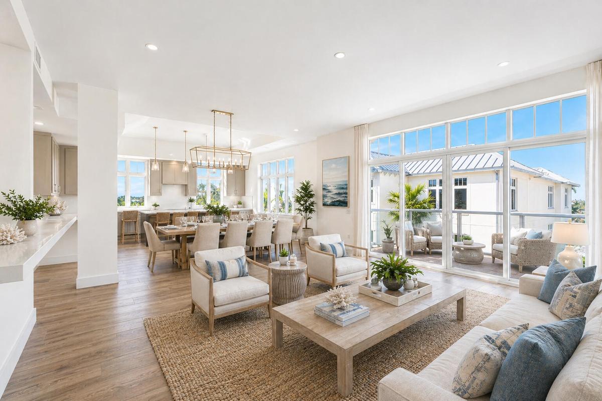 Virtually Staged Living, Dining and Kitchen Areas