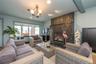 Beautiful fireplace in den area