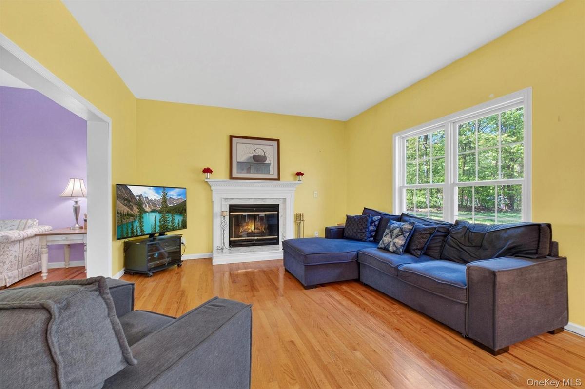 The family room open to the kitchen and dining area.