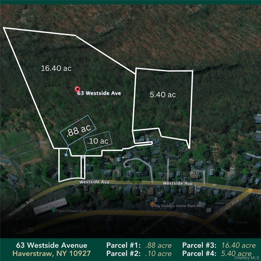 Map of Lots. Note that the 0.88-acre lot is not a part of the sale, but is negotiable.