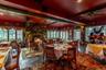 Restaurant dining area with fireplace