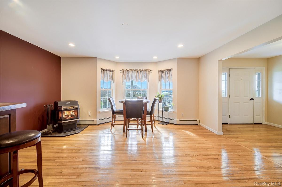Abundant natural light and pellet stove