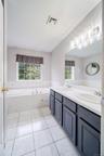 Primary bath has Jacuzzi tub, shower and double vanity