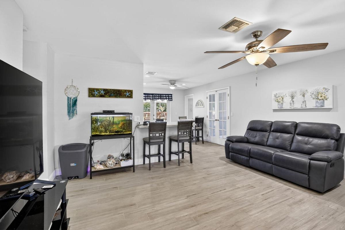 Living Room with Kitchen Counter View