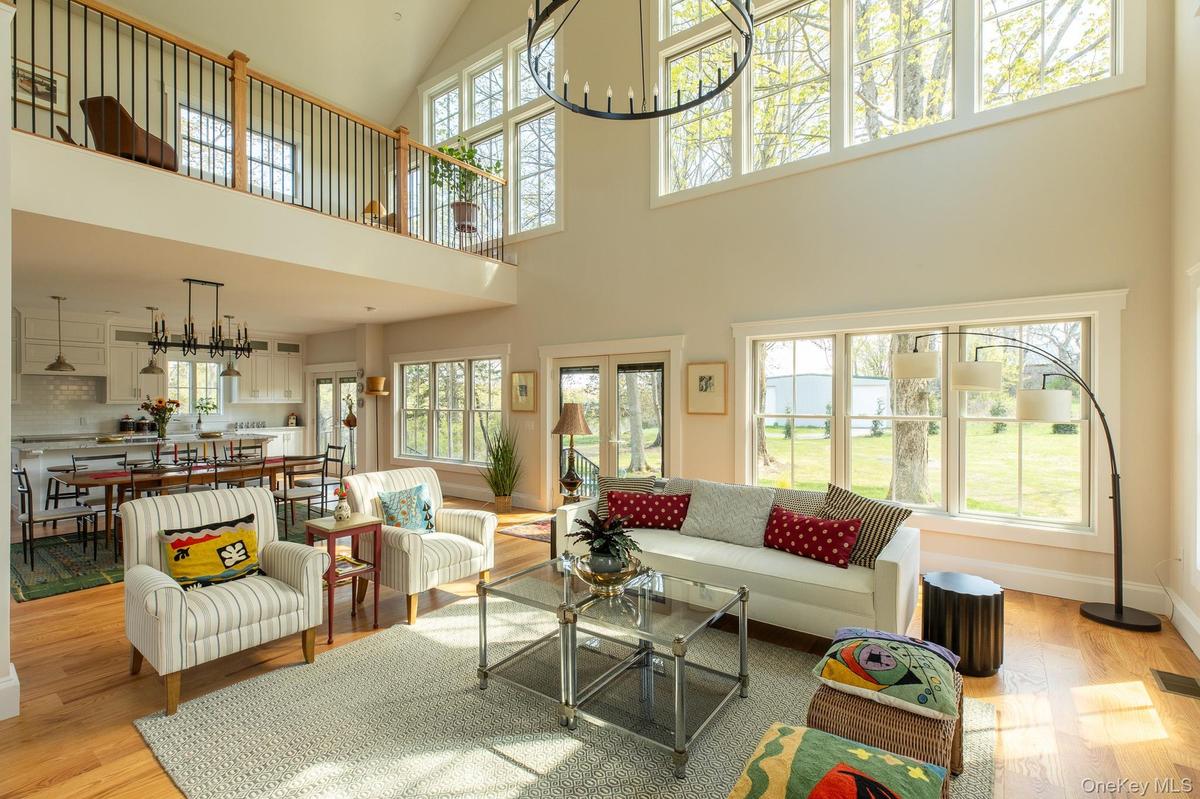 View of the living room and loft on the south side of the home