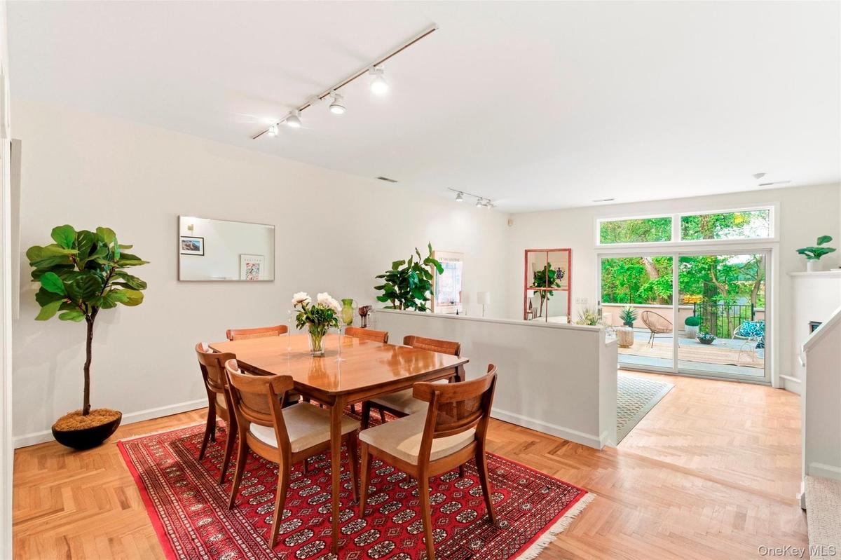 Beautiful herringbone hardwood floors.