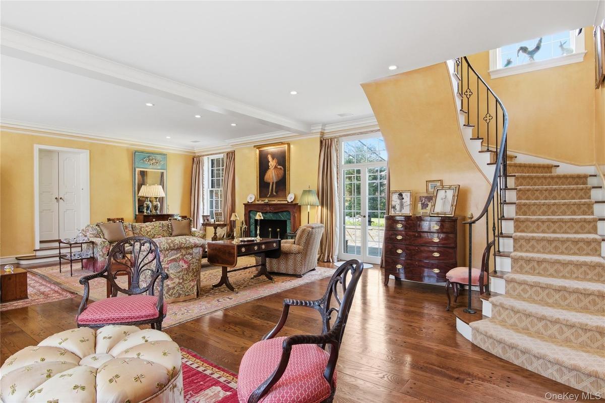 Sunken Living Room with wood pegged floors