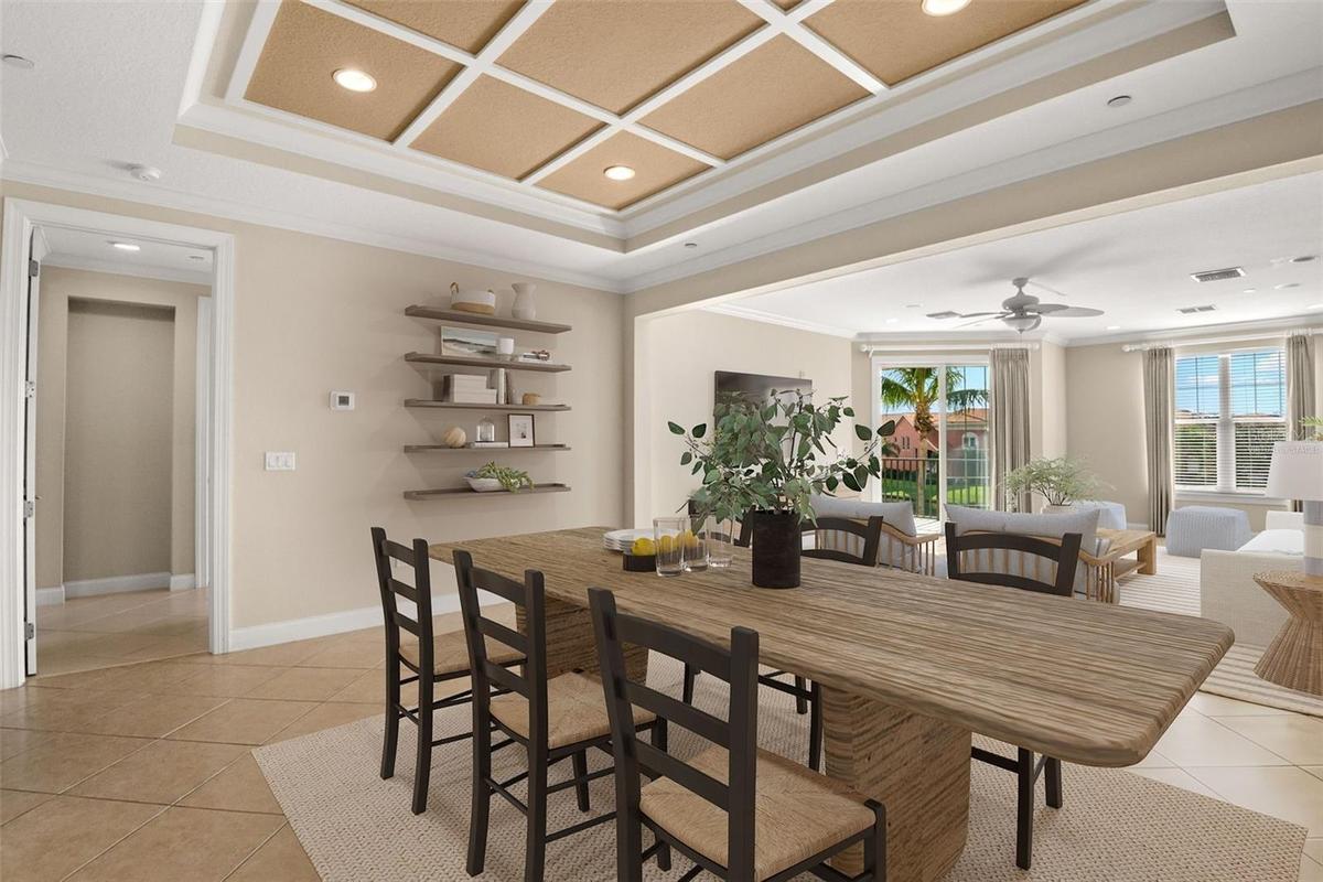 Virtually staged; Dining Room - Living Room combination.