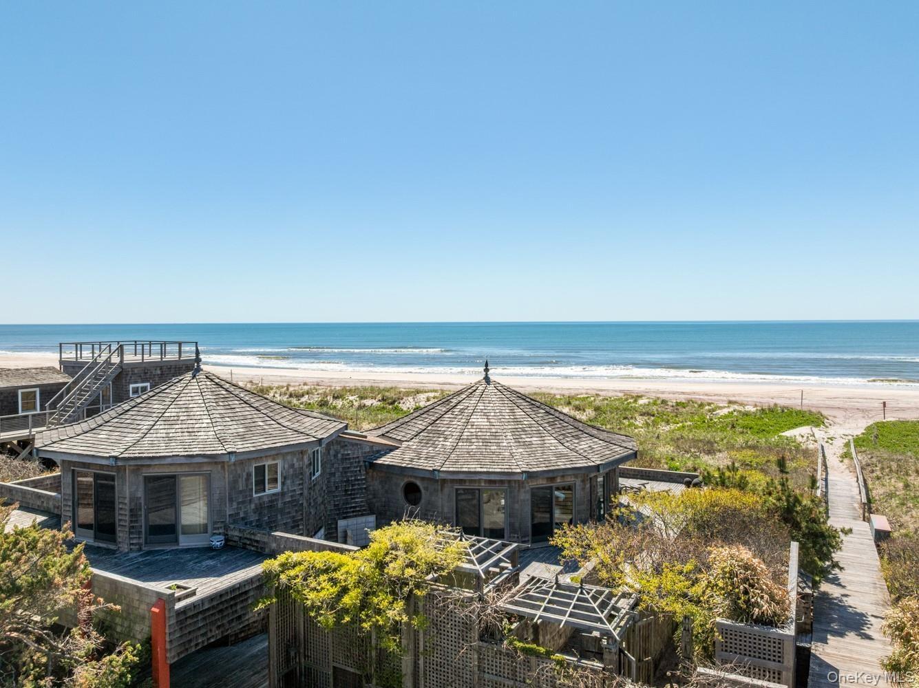 Aerial of home with Atlantic Ocean as backdrop
