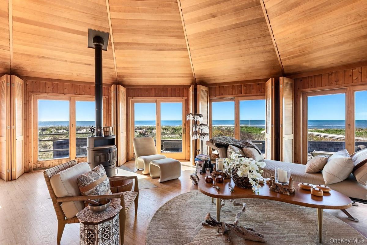 Sliding doors encompass the living room