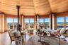 Sliding doors encompass the living room