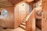 Stairs to downstairs leading to second and third beds