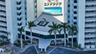 Aerial view of the beachside pool between the two Gulf front tower buildings.
