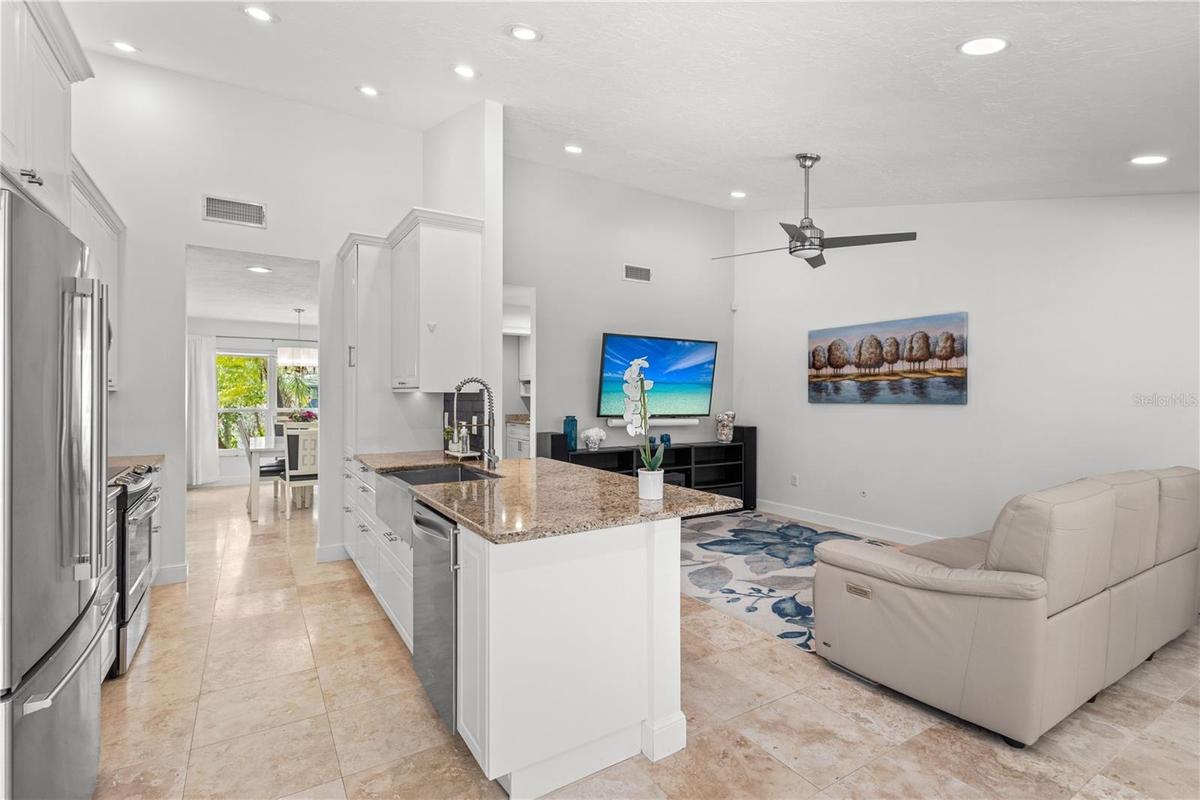Kitchen overlooking the family room