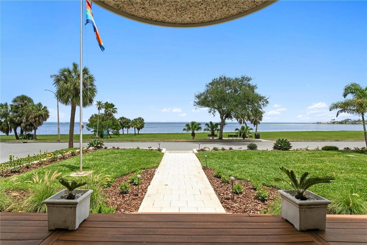 View from front porch overlooking Lassing Park and Tampa Bay.