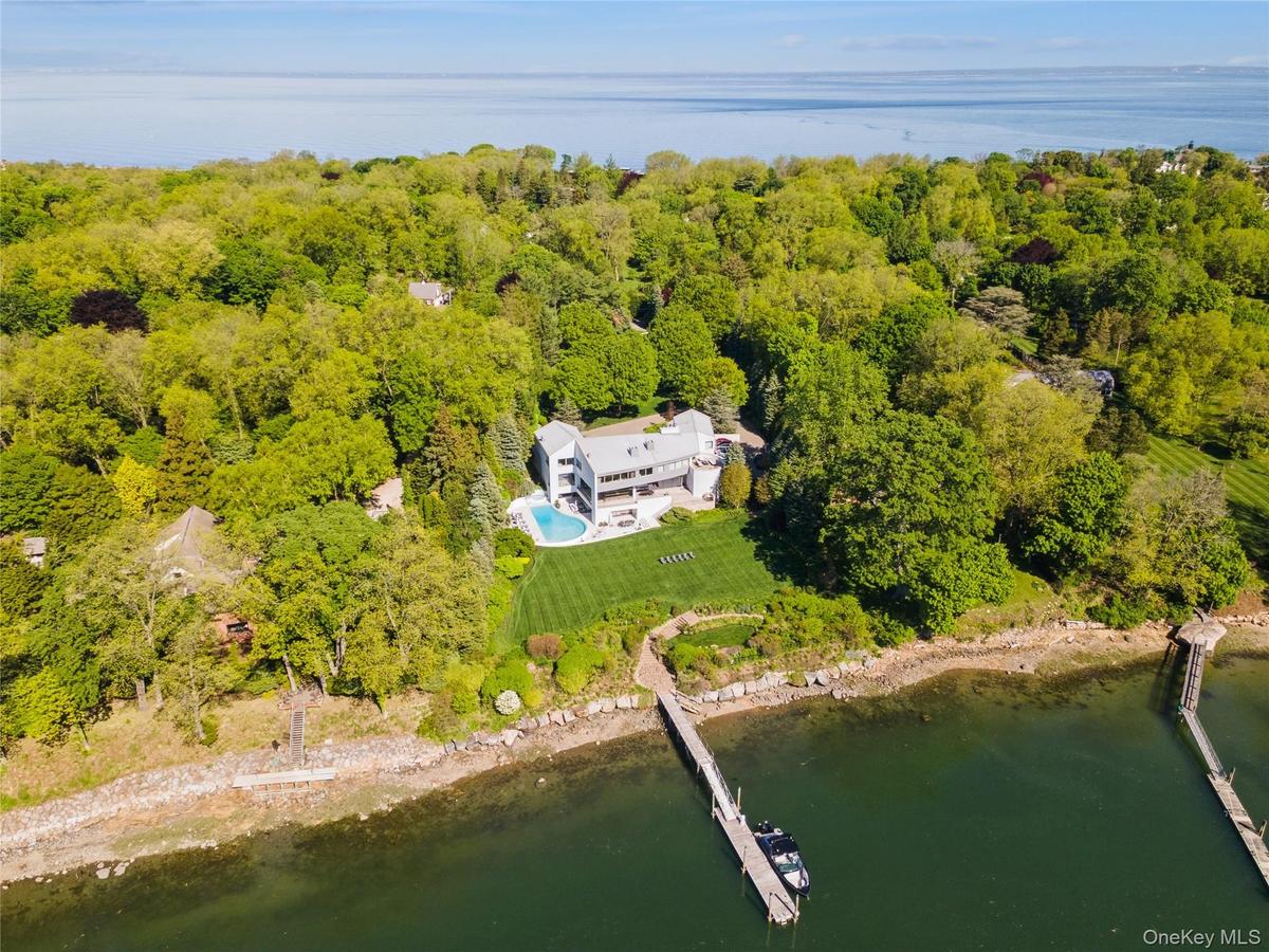 Aerial View of Home & Private Deep Water Dock