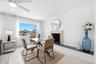 wood burning fireplace in the dining area