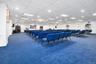 Carpeted home theater featuring recessed lighting
