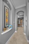 Hallway adjoining the kitchen to the flex room