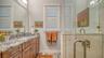 The hall bath between the second bedroom and the music room