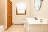 Upstairs spacious bathroom with linen closet~