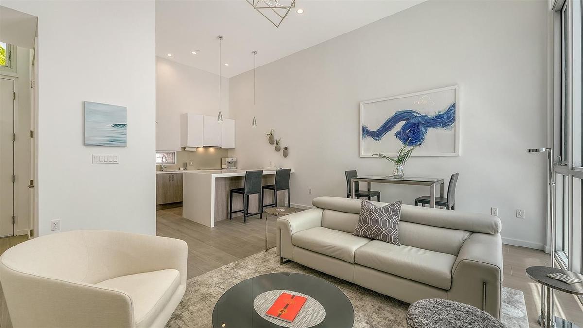 Modern one-bedroom, one-bath pied-a-terre residence designed for a connected, active urban lifestyle