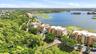 Aerial view of building 6 and Lake Uhlein