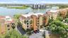 Aerial view of building 6 and Lake Uhlein
