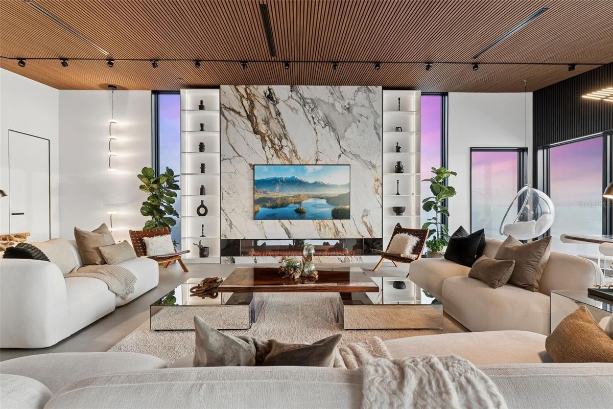 Stunning detail with Book-Matched Dekton Stone Wall.